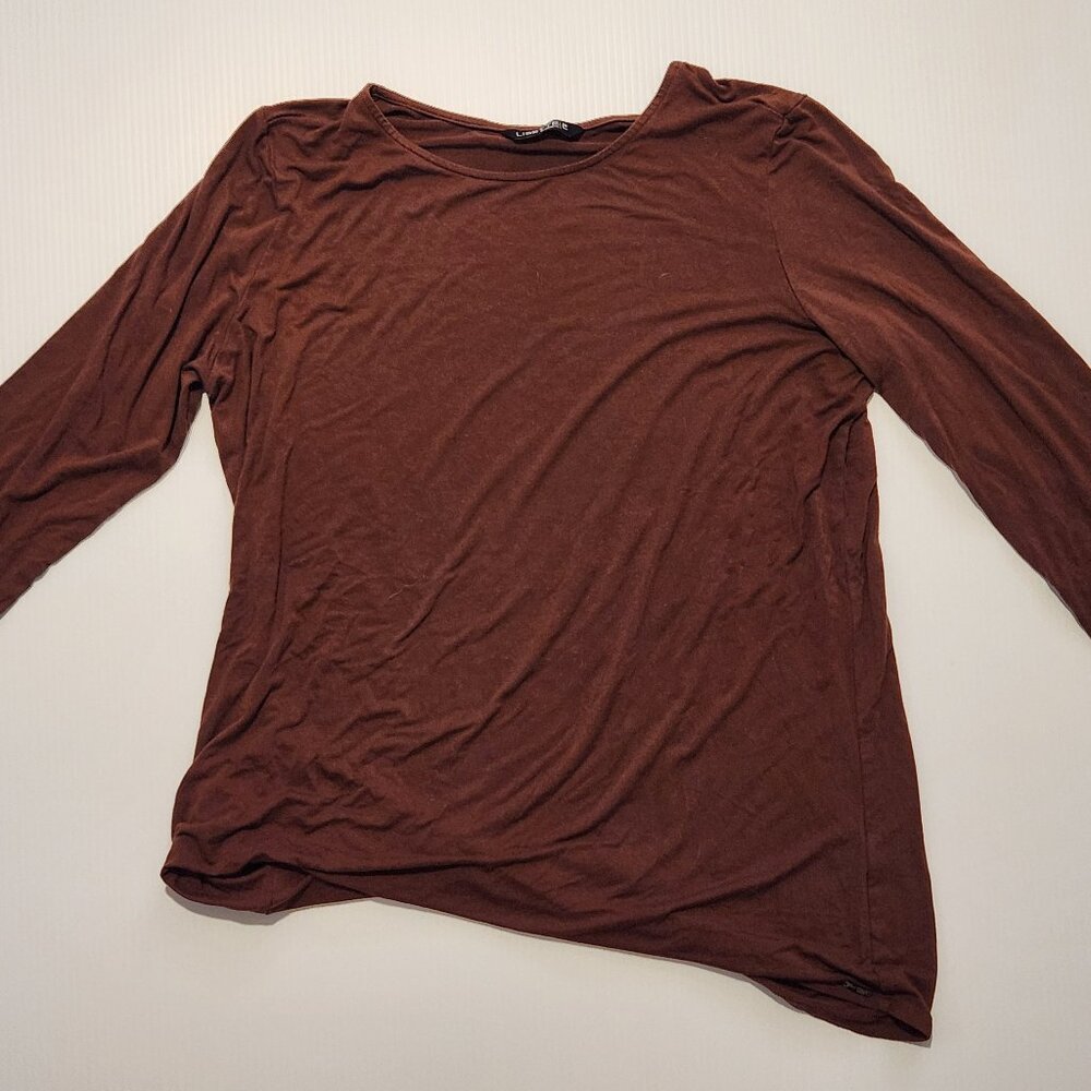 Lisette L Montreal Purple Emma Tunic Top Size L 3/4 Sleeve Jersey Knit Side Tie